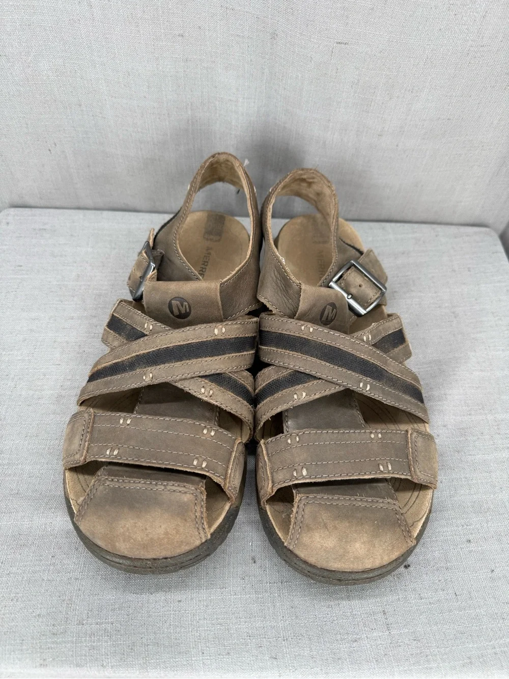 Merrell Espresso mens brown leather fisherman sandals size 11
